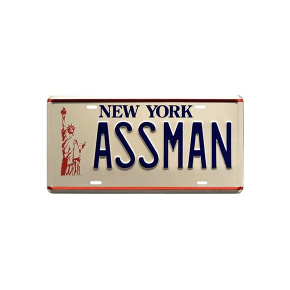 Wall Decor New York License Plate Style Seinfeld Assman Metal Stamped